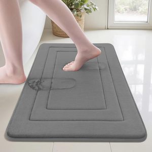Tapis de bain en mousse à mémoire de forme Cupic Cupid, gris foncé, rectangulaire, antidérapant, lavable en machine, tapis de salle de bain - Product Image 1