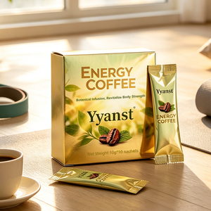 Café Energético Botánico Dorado Brillante 10g*10 Sobres, Cartón Dorado Metálico para Viajes y Hogar, Revitaliza y Fortalece Todo el Cuerpo, OEM - Product Image 3
