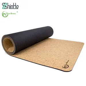 Zhensheng Durable Recycle Custom LOGO Printed 6mm Non Slip Natural Cork Tpe Yoga Mat