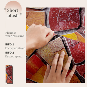 Alfombra de Entrada de Bambú, Algodón y Terciopelo, Semicircular, Antideslizante, con Patrón Geométrico de Patchwork, Fibra de Poliéster - Product Image 3