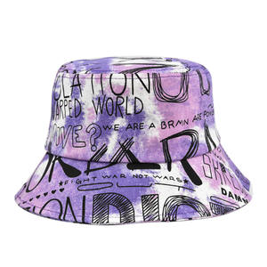 Femmes et hommes Tie Dye Graffiti Big Brim Bucket Hat Fashion Color Print Painting Fisherman Hat - Product Image 3