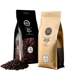 Hot Sale Customized Logo Design Moisture Proof PET MOPP Flat Bottom Coffee Bag With Ziplock Packaging Bag