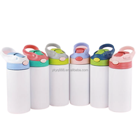 Gobelet isotherme double paroi en acier inoxydable blanc 350 ml (12 oz) pour enfants, avec couvercle coulissant, vierge pour sublimation, pour bébé