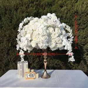 ดอกไม้ประดิษฐ์กุหลาบผ้าไหมสีขาวขนาด 80 ซม. สำหรับตกแต่งโต๊ะงานแต่งงาน ขายส่ง - Product Image 2