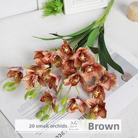 Fleur artificielle imprimée en 3D, 20 têtes de petites orchidées Cymbidium, décoration florale pour la maison, décoration de mariage, transfrontalier