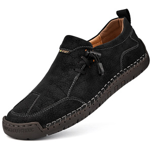 Mocassins pour hommes en PU à bout rond, à enfiler, semelle en caoutchouc, doublure en peluche, motif uni, toutes saisons, tendance mode - Product Image 5