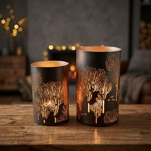 Ensemble de lanternes en fer, motif arbre, découpe et impression, résistant à la chaleur, décoration d'intérieur - Product Image 2