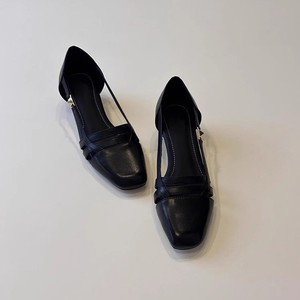 Sandales élégantes à talon bas et bout carré en cuir véritable avec bride arrière pour femme - Product Image 4