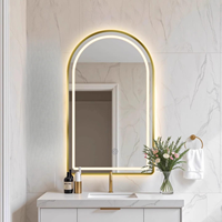 Miroir intelligent mural de style moderne à LED trois couleurs, salon, hôtel, interrupteur tactile, indice de protection IP44, arche semi-circulaire française