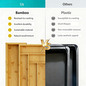 Organizador de Bambú para Cajones de Cocina, Organizador de Cubiertos Expandible con 6-8 Ranuras, <span class=keywords><strong>Caja</strong></span> de Almacenamiento Grande - Product Image 5