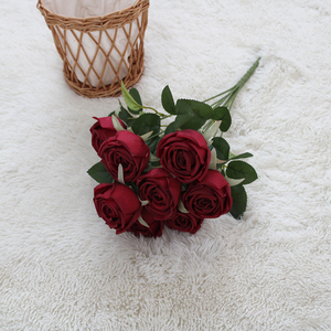 Flor Artificial de 9 Cabezas, Rosa Imperial y Real, Decoración para el Hogar, Materiales para Ramos de Boda de Mil Capas - Product Image 3