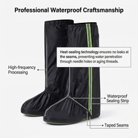 Couvre-bottes imperméables à tige haute en Oxford, couvre-chaussures de pluie antidérapants avec semelle en caoutchouc réfléchissante pour la moto