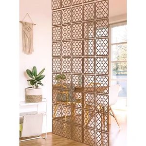 Panel Divisor de Habitaciones de Madera Suspendido, Pantalla de Pared Modular Portátil con Corte Láser en Bronce, Decoración de Pared Colgante - Product Image 3