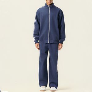 Sudadera con Capucha y Cremallera para Hombre, Estilo Oversize, Fabricante Personalizado, con Rayas Laterales, Estilo Vintage, Conjunto Deportivo con Cremallera - Product Image 1