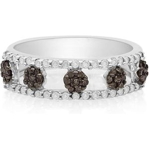 Bague en argent sterling Jewelspaark avec diamants naturels blancs et bruns de 0,56 carat, taille US 8 pour femme, à porter au quotidien - Product Image 1