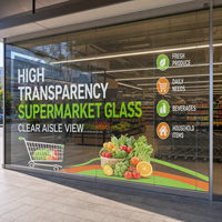 Écran LED transparent haute transparence pour mur de verre d'entrée de supermarché, affichage LED sur verre