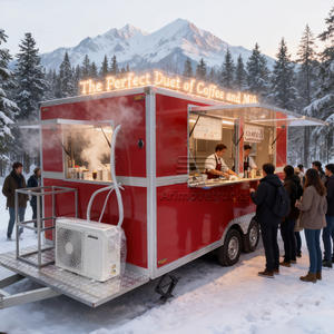 รถขายอาหารวินเทจราคาประหยัด ปรับแต่งได้ สำหรับขายชาร์กูเตอรี พิซซ่า เบอร์เกอร์ ไส้กรอก พร้อมเตาอบแก๊ส เตารมควัน และเตาปิ้งย่าง - Product Image 3