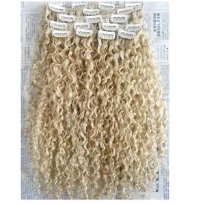 100 authentiques extensions de cheveux vierges cheveux humains crépus bouclés faisceaux 613 blonde clip sur extension de cheveux sans couture clip brut ins