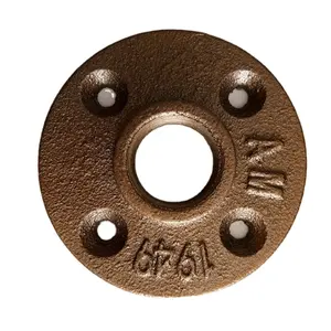 Acessórios de tubulação de ferro maleável, 1/2 "1", 3/4 ", preto, flange, rosca de 1/2", acessórios de tubulação bsp