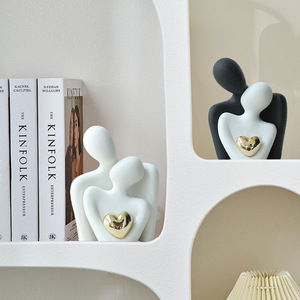 Statua Moderna Romantica in <span class=keywords><strong>Ceramica</strong></span> di Coppia, <span class=keywords><strong>Scultura</strong></span> Decorativa di Amanti Abbracciati per Casa, Camera da Letto, Feste, Regalo con Stile Artistico - Product Image 4