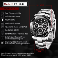 Jam Tangan Pria Pagani Design PD-1644 1644 Stainless Steel Japan Vk63 Quartz Movement Merek Mewah Tahan Air