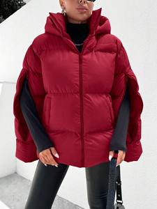 <span class=keywords><strong>Canada</strong></span> France Manteau réversible en duvet d'oie pour <span class=keywords><strong>femme</strong></span> Élégant rouge matelassé Fermeture éclair Extérieur tricoté manches fendues Saison d'<span class=keywords><strong>hiver</strong></span> - Product Image 4