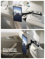 Soporte Universal de Coche Lamicall CH06 para Tablet con Brazo Extensible Biaxl y Rotación 360, Montaje en Asiento Trasero para Niños, Cuna para Reposacabezas