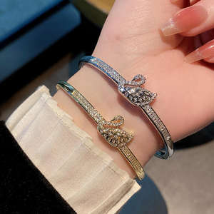 European American Popular Zircon <b>Bracelet</b> High Edition 18K <b>Gold</b> Electroplated Jewelry Fashion Ins Simple Allmatch Gift Set Women - Product Image 5