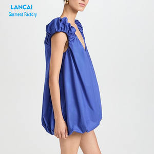 Vestido personalizado para mujer, ropa de diseñador, elegantes vestidos MIDI informales con mangas abullonadas para mujer - Product Image 3