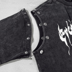 TKAN 138 vente en gros Streetwear lourd amovible unisexe gilet t-shirts haute qualité surdimensionné lavage à l'acide T-shirt pour hommes - Product Image 3