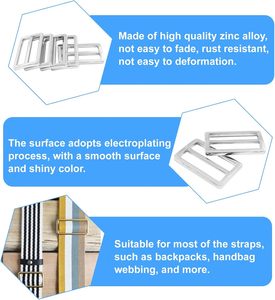 Boucles coulissantes métalliques en alliage de zinc pour sangles, attaches à trois glissières pour sangles en toile - Product Image 4