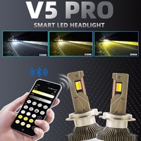 V5PRO 90W Faros Delanteros LED para Auto con Control de Aplicación, Tres Colores, H1 H4 H7, para Accord, Ajustables, 3000k-6000k