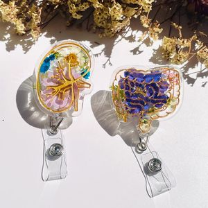 Tongxin resina vera fiore che allatta distintivo retrattile floreale alligatore retrattile Reel Clip porta Badge regalo di compleanno <span class=keywords><strong>regali</strong></span> per infermiere - Product Image 3