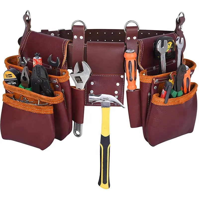 Premium personalizado PU Carpenter ferramenta cinto Combo Tool Pouch Carpenter Rig Titular Work Organizer Leather Tool Belt