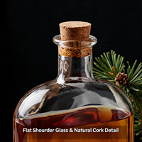 Bouteille à spiritueux sphérique de luxe en verre avec bouchon en liège en bois en forme de boule, carafe à whisky haut de gamme, emballage pour spiritueux