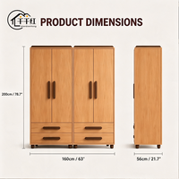 Armoire en bois pour chambre à coucher, armoire de rangement pour vêtements, armoire de grande capacité, meubles sur mesure, fournisseur en gros
