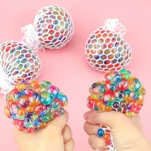 Anti stress mão Bead Stress Ball Squeeze Grape Ball Toy Malha Squishy Balls Fidget Toy para Adultos
