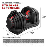 Haltère réglable simple 24 kg (52,5 lb) avec 15 niveaux de réglage du poids, déverrouillage rapide, équipement de musculation à domicile, poids libres