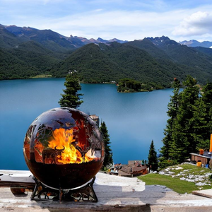 Custom Freestanding Rustic Style Eco-Friendly Corten Steel <b>Globe</b> <b>Fire</b> <b>Pit</b> Rusty Surface for Wood Burning Garden Camping - Product Image 1