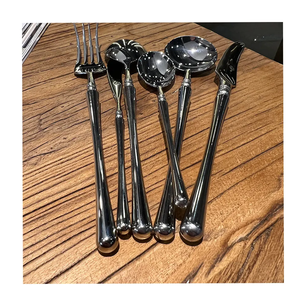 Flame Series Spoon and Fork Set Stainless 304 Stainless Steel Dinner Knife Dining Fork Luxury Dinnerware Tableware Sets