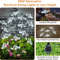Lampes solaires LED de jardin en forme de lucioles, étanches IP65, à piquer dans le sol, décoratives, festives, oscillantes, 70 cm, angle de faisceau 360°, lumière neutre