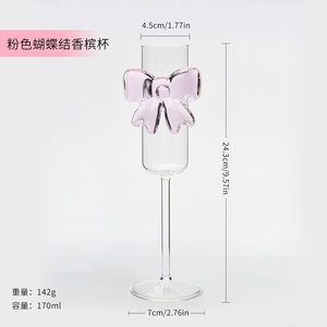 Arco de <span class=keywords><strong>vino</strong></span> tinto de vidrio de borosilicato alto creativo de 170ml, lazo alto para el Día de San Valentín, lazo rosa romántico, champán - Product Image 5