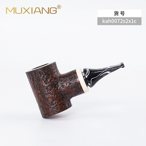 Muxiang Tobacco Pipe Bent Type Sandblasted Wood With Vulcanized Rubber Mouthpiece For Smoking - Product Image 1