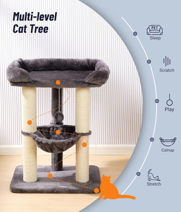 <b>Cat</b> Tree, Large Bed for Big <b>Cats</b>, Small <b>Cat</b> <b>Tower</b> with Soft Perch for Window Viewing, Stable <b>Cat</b> Tree <b>Tower</b>, <b>Cat</b> <b>Scratching</b> Post - Product Image 3