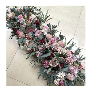 Guirnalda Central de flores con arco para boda, telón de fondo de arbol, cenador, decoración, color blanco marfil y verde - Product Image 3