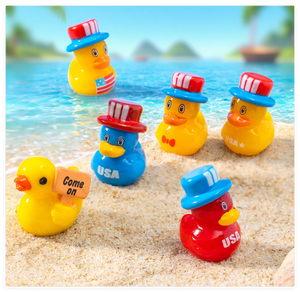 Figuras de Micro Paisaje de Resina, Miniaturas de Animales de Jardín, Patos Amarillos con Sombrero de Estrella, Luchando, Palabras de Apoyo para el Día de la Independencia de EE. UU. - Product Image 5