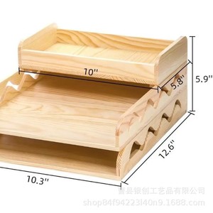 Wooden Stackable Three Tier <b>File</b> Rack Office Desktop Organizer Student Stationery <b>Tray</b> - Product Image 4
