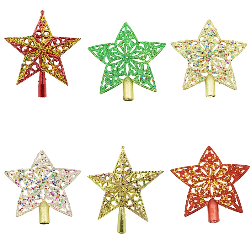 KG ornements de noël 8.3 pouces, paillettes multicolores/paillettes en plastique, décoration de noël, étoile, ornement d'arbre de noël