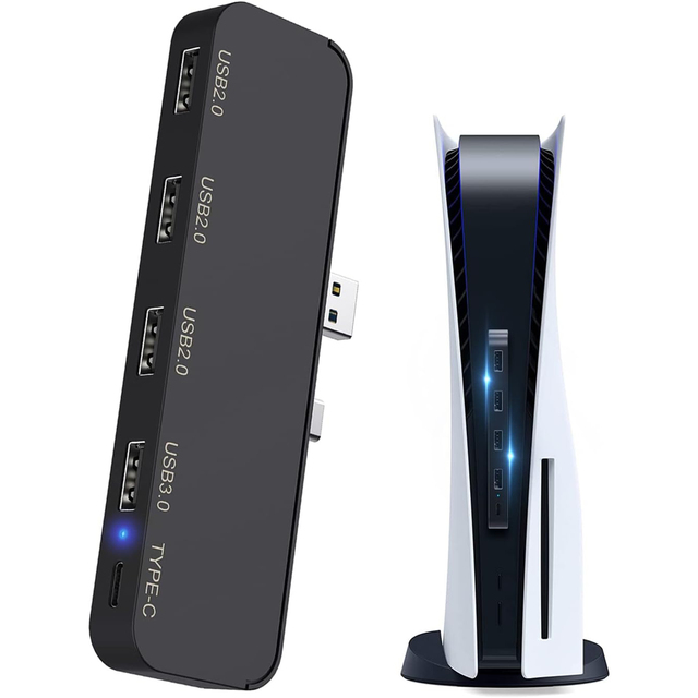 Justlink 5 Ports USB Hub for PS5 USB Extender High-Speed Expansion Adapter USB3.0 for PS5 Games Console Playstation 5 Headset