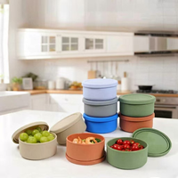 Boîte à lunch en silicone, compatible micro-ondes, sans BPA, écologique, simple, approuvée LFGB, pour le stockage des repas.